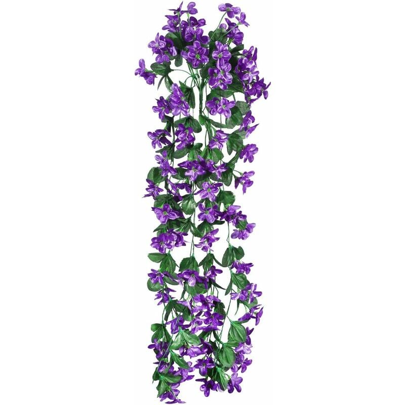 

A Ramo de flores artificiales para colgar de 4 pétalos, flores artificiales colgantes de glicinias para decoración de bodas (púrpura oscuro)
