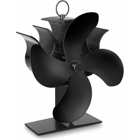 LITZEE Accessoire de cheminée et poêle　Ventilateur Poêle à Bois, Ventilateur à Chaleur à 4 Pales avec Thermomètre, Fonctionnement Automatique et Silencieux, Approprié pour Foyer, Cheminée, Foyer à boi