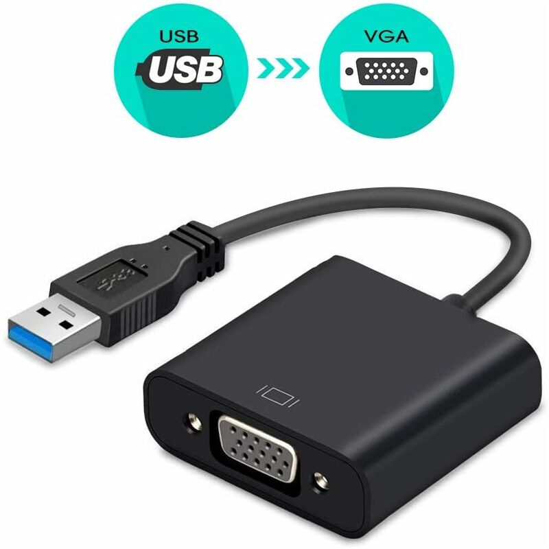 

Adaptador USB 3.0 a VGA, Convertidor de adaptador de video USB a VGA, Pantalla de monitor múltiple, Adaptador de cable externo de pantalla para