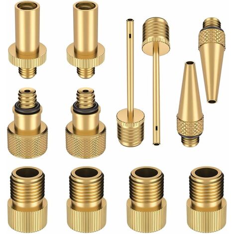 LITZEE Adaptateur de pompe à vélo en cuivre pur pour valve de vélo - Pas de fuites d'air, pas de décoloration - Valve DV AV SV pour pompe à vélo