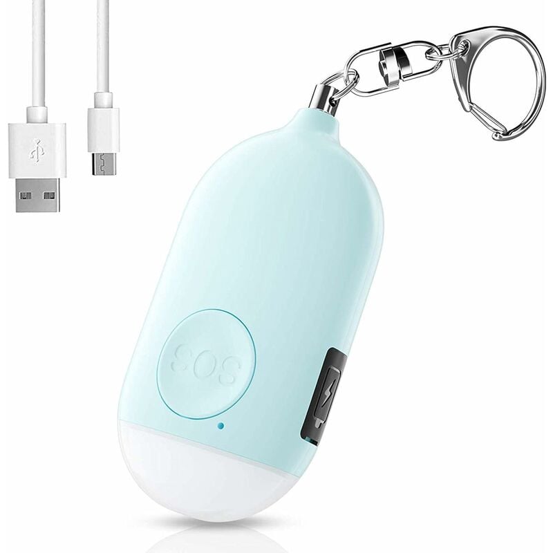 

Alarma de bolsillo recargable 130 DB Alerta personal audible con llavero con linterna, alarma de pánico Sirena de autodefensa para mujeres, niños,