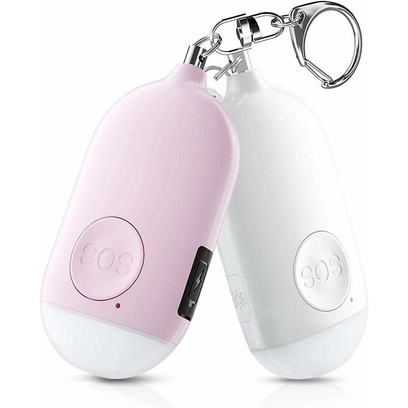 

Alarma de bolsillo recargable Alarma personal audible de 130 dB con llavero con linterna (paquete de 2), alarma de pánico, sirena de autodefensa para