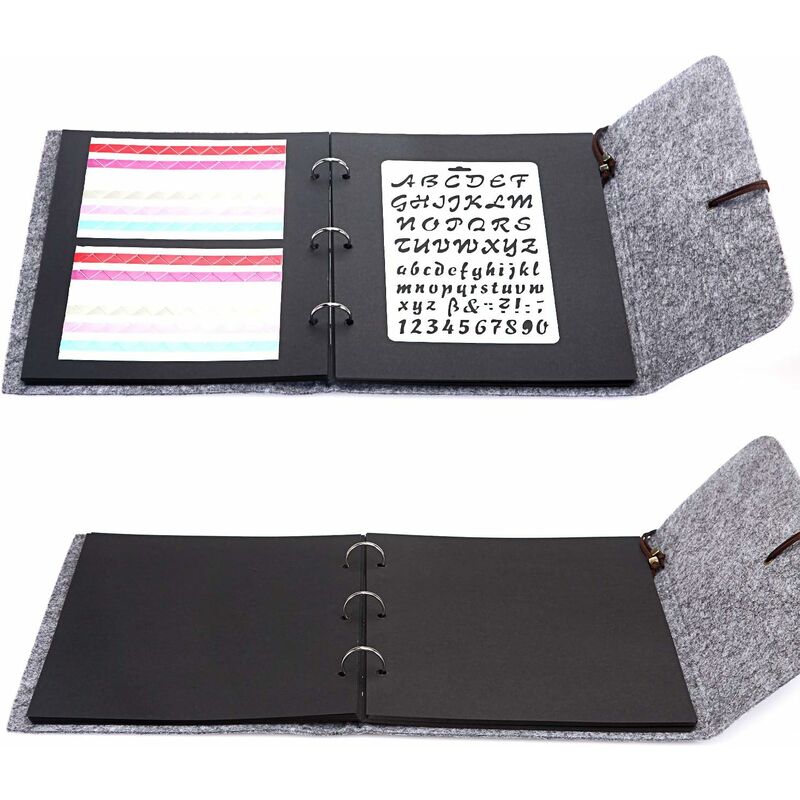 

Litzee - Álbum de fotos de bricolaje, álbum de recortes, páginas negras para pegar, libro de fotos de fieltro de amor, álbumes de fotos de boda,