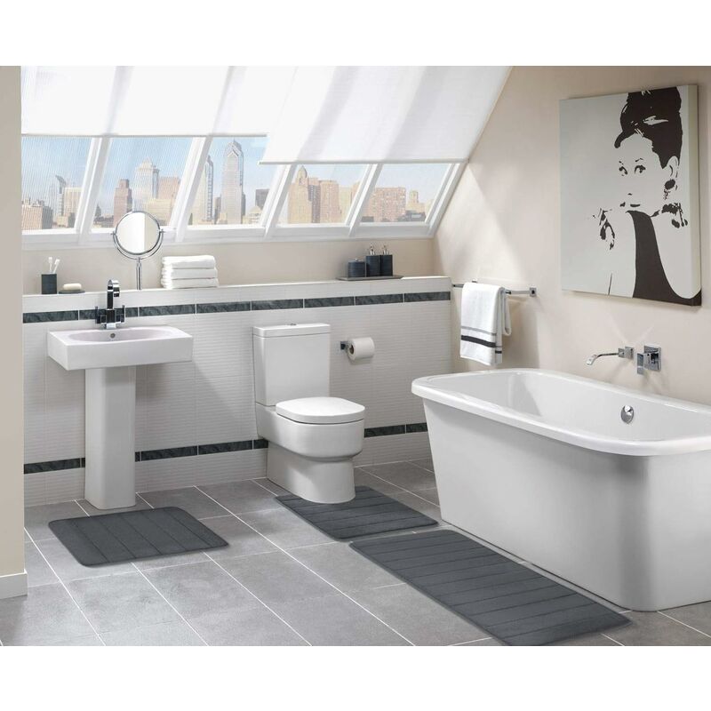 

Alfombra de baño absorbente y antideslizante De espuma viscoelástica Lavable, Espuma viscoelástica, 40 x 120 cm lila