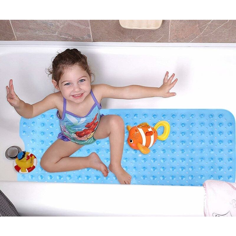 

Alfombra de baño, alfombra de baño antideslizante, lavable a máquina, ideal para niños mayores, 100 x 40 cm azul