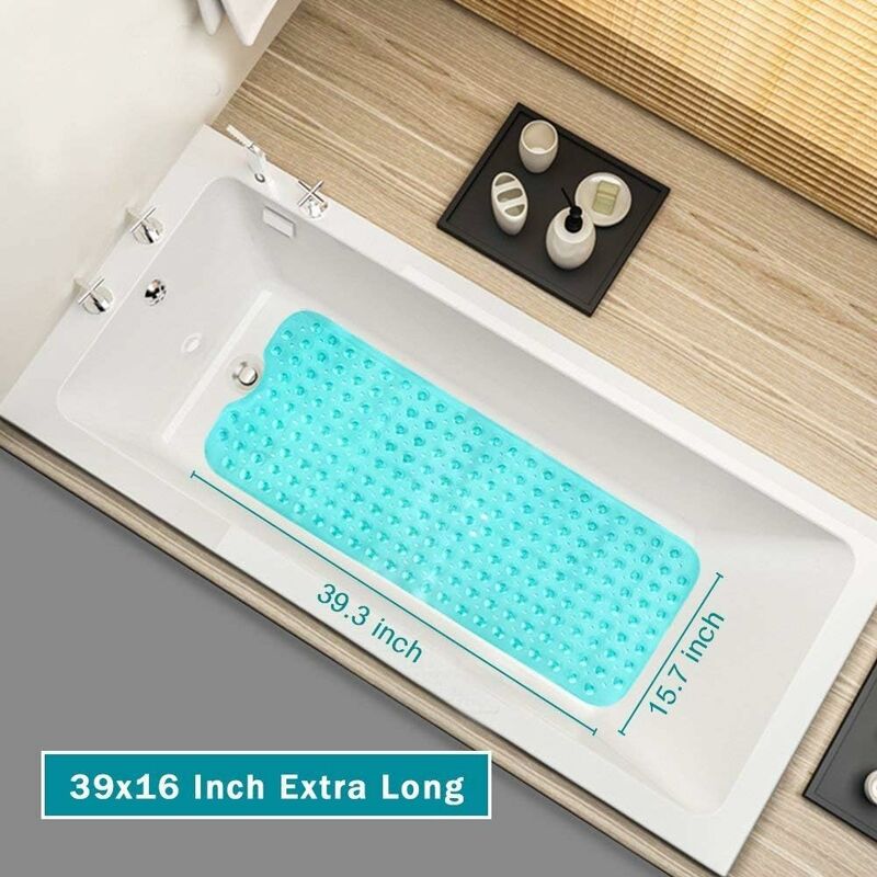 

Alfombra de baño, alfombra de baño antideslizante para el baño, lavable a máquina, ideal para niños y adultos, 100 x 40 cm azul