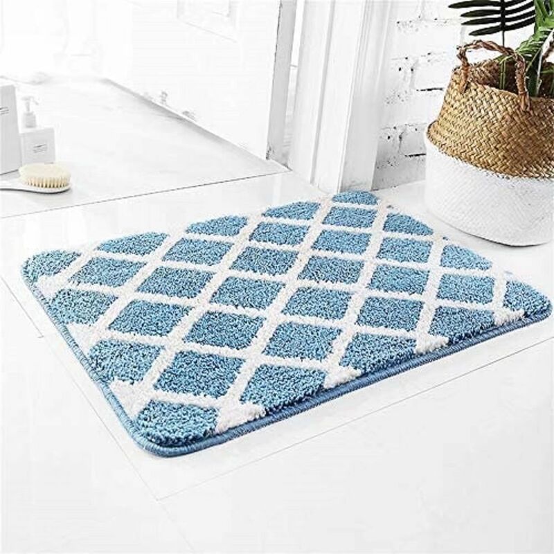 

Alfombra de baño de felpa de felpa suave antideslizante de 31.5 x 19.7 pulgadas con súper absorbente y lavable a máquina Azul