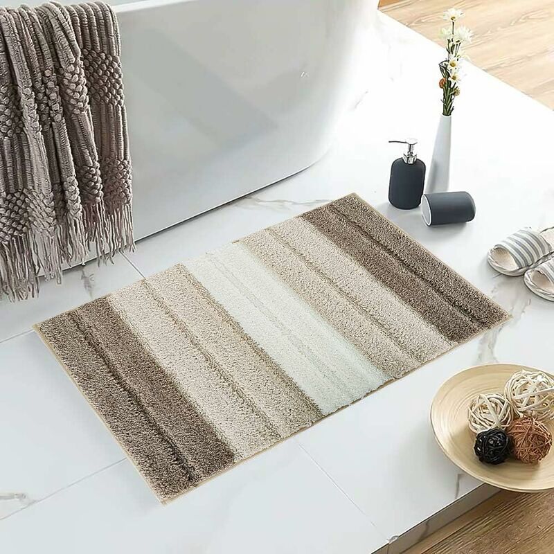 

Alfombra de microfibra a rayas, color degradado, superfina, antideslizante, impermeable, para puerta de entrada, 20 'x 32' (50x80 cm) para baño /