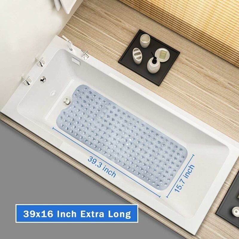 

Alfombrilla de baño, alfombrilla de ducha antideslizante para baño, lavable a máquina, ideal para niños mayores, 100 x 40 cm gris - Litzee