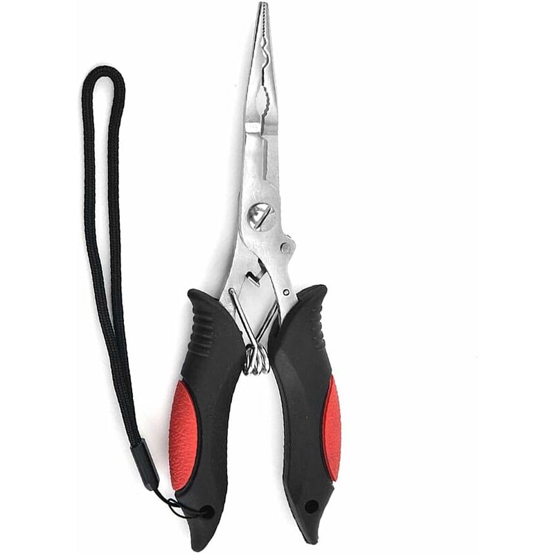 

Alicates de tijeras de pesca Alicates de herramientas múltiples de acero inoxidable para línea de corte con removedor de anzuelos y anillos rojos