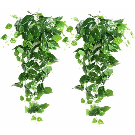 main image of "LITZEE Artificial green hanging scindapsus leaves 2 pieces, for wedding garden wall decoration (2 pieces)"