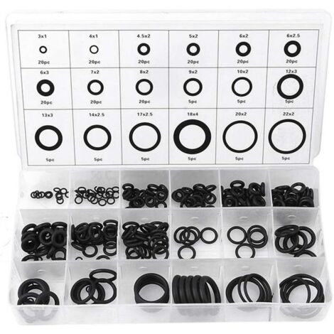 Litzee – Assortiment de 225 joints toriques en caoutchouc nitrile – 18 tailles – Résistants aux huiles et fluides – Pour réparations automobiles et plomberie - 225pcs