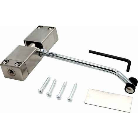 main image of "LITZEE Automatic door closer with surface mounted automatic spring latch in stainless steel"