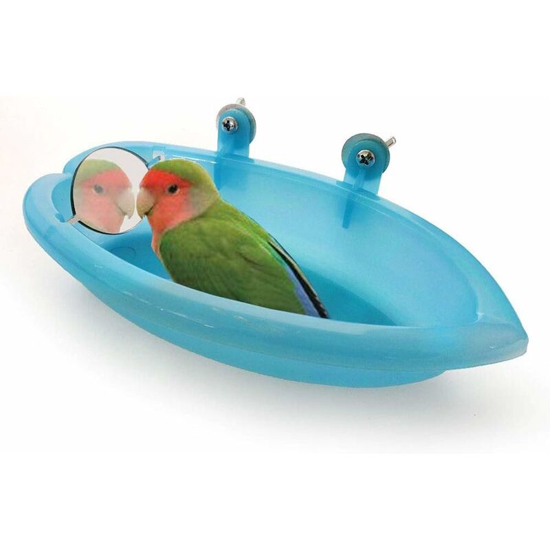 Baignoire Perroquet,Baignoire pour Perroquet avec Miroir pour Animal Domestique Accessoires de Cage pour Oiseau Miroir de Bain Boîte de Douche Cage à