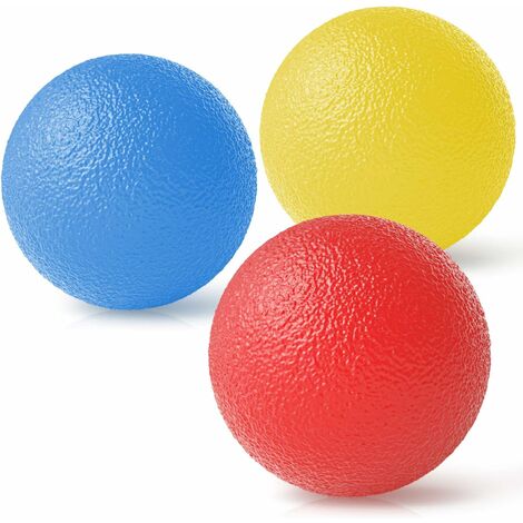 LITZEE Balle reeducation de la Main et Doigts Anti-Stress Incassable - Balle Anti Stress Muscleur de Main -Exercice de Renforcement de la Main - Lot de 3 Egg Ball de Résistance différente