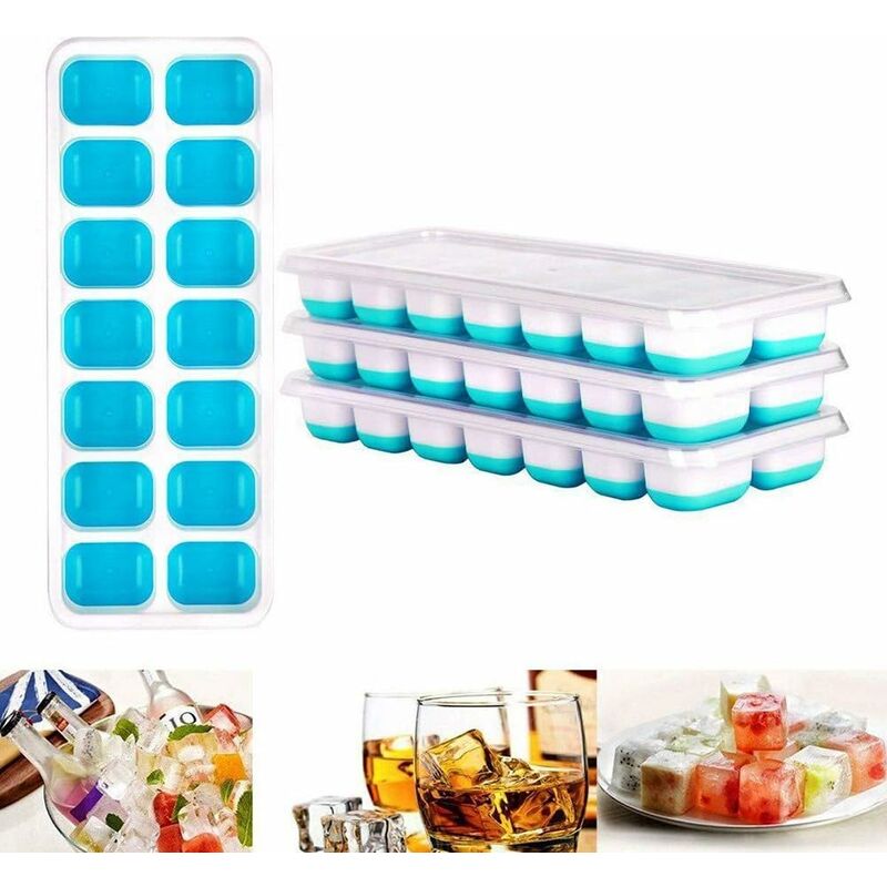 

bandeja para cubitos de hielo 4 piezas cubitos de hielo de silicona con tapa Bandeja para cubitos de hielo 14 compartimentos para whisky, cóctel,