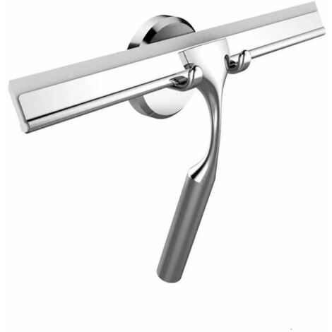 LITZEE Bathroom Shower Squeegee with Suction Cup Hook for Glass, Mirror, Rustproof Stainless Steel Door Cleaner