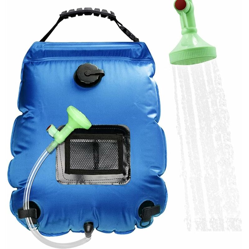 

Bolsa de ducha solar, calentador solar de 20 l, bolsa de ducha portátil para acampar, ducha solar de viaje con manguera de interruptor de encendido /