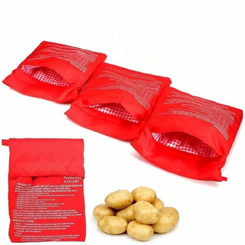 

Bolsa de patatas para microondas de 4 piezas, bolsas para hornear patatas para microondas, lavable, reutilizable, para microondas, bolsa perfecta