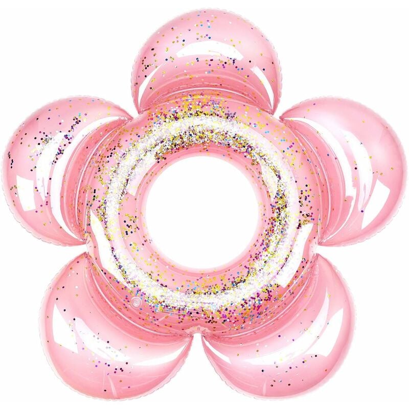 

Boya inflable para piscina, anillo de natación inflable con lentejuelas en forma de flor, duradera y segura, perfecta para piscina, fiesta, adultos,