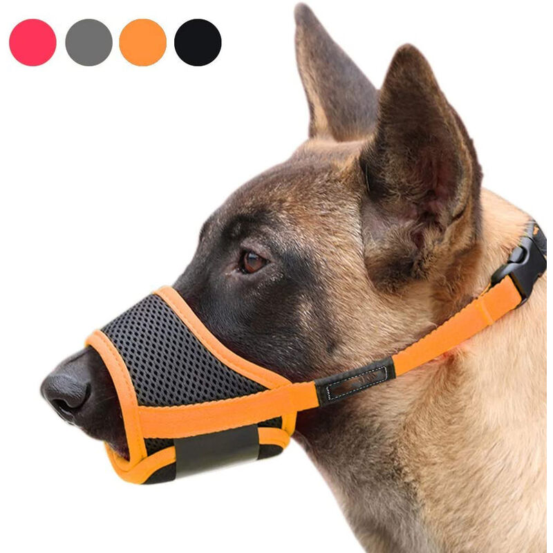 

Bozal para perro Bozal para perro de nailon ajustable, Bozal antiladridos, S, Naranja