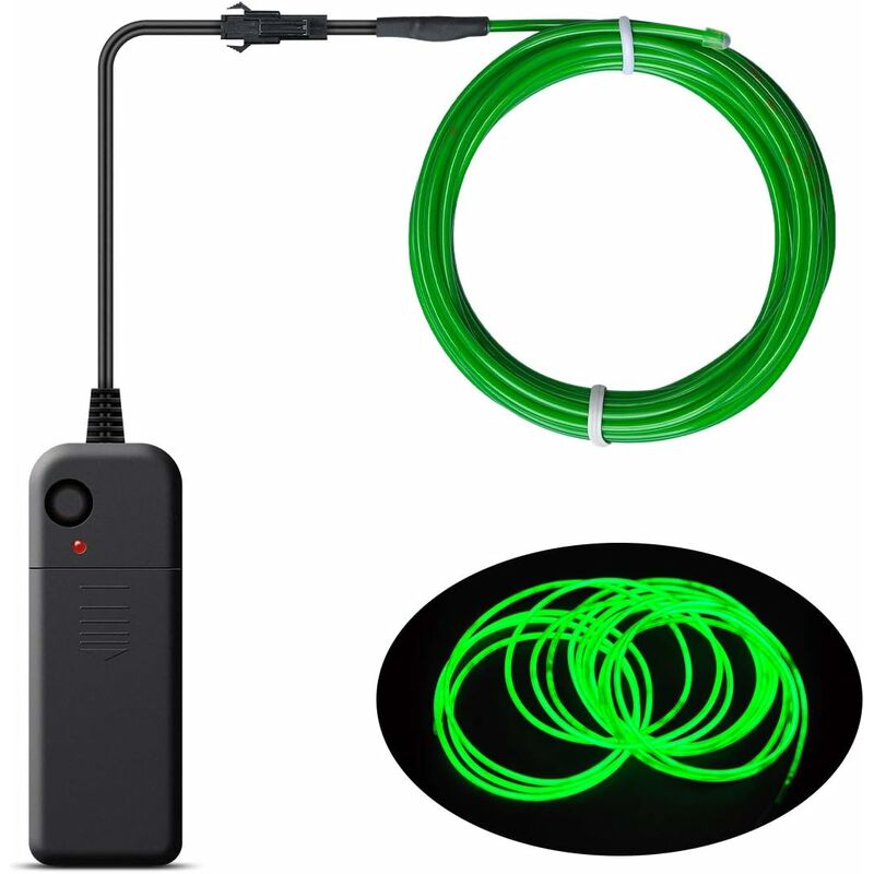 

Cable EL portátil, luces de cuerda de neón con batería, cable emisor de luz intermitente luminoso para Halloween, cosplay, vestido de Navidad, fiesta
