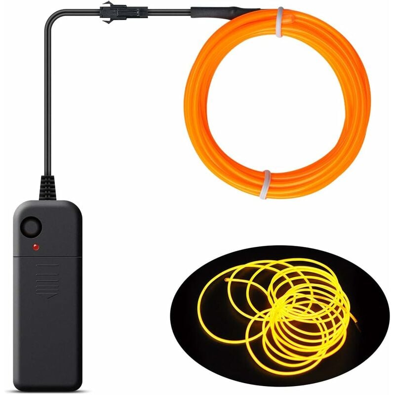 

Cable EL portátil, luces de neón con batería, cable emisor de luz intermitente luminoso para Halloween, cosplay, vestido de Navidad, fiesta de