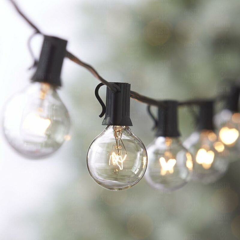 

Cadena de luces para exteriores 7,62 m Luces de cadena impermeables para la clase de fiesta de jardín de taberna navideña con 25 bombillas de bola