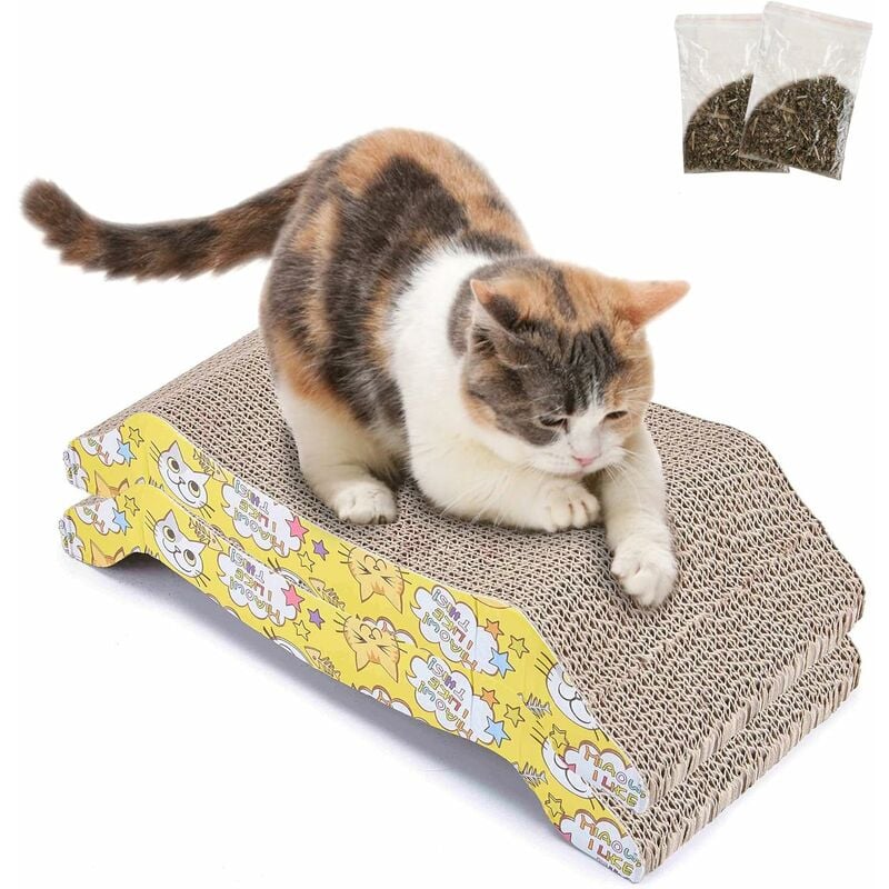 

Cartón rascador para gatos (2 piezas) Tablero rascador corrugado para gatos con hierba gatera