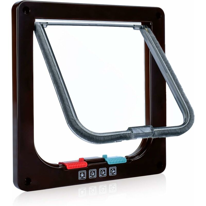 

Litzee - Cat Flap, cierre manual en 4 direcciones, ahorro de energía, burlete, práctico, perro pequeño, fácil de instalar y usar, versión mejorada