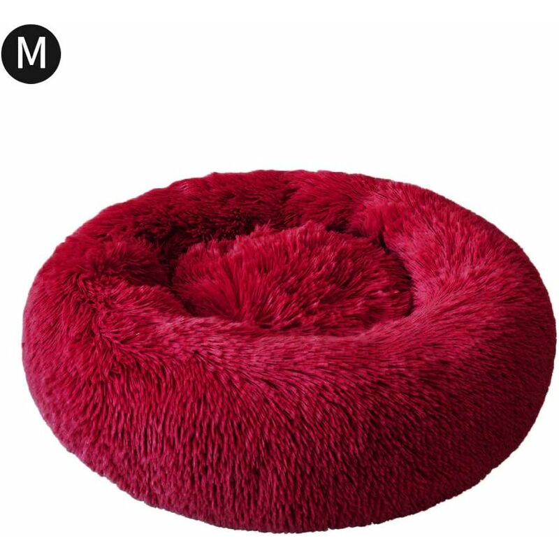 

cesta redonda para perros y gatos suave y cómoda felpa donut gato cálida cama para cachorros mullida para dormir en invierno rojo 60 cm