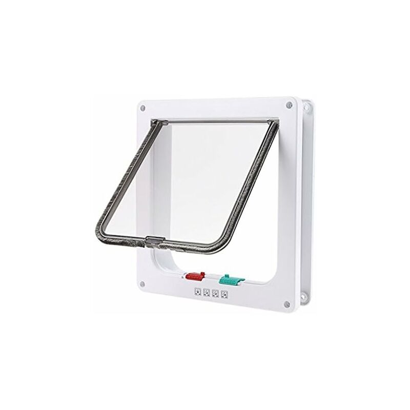 Chatière Porte à 4 Positions Cat Mate Grande Blanc Porte Verrouillable pour Chat ou Chien Facile à Installer(23cmx 25cmx 5.5cm) - Litzee