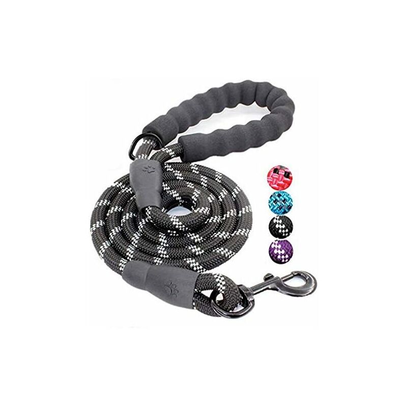 

Correa de nailon ajustable sólida negra reflectante de alta calidad de 150 cm para perros grandes o medianos Adecuado para trotar (negro)