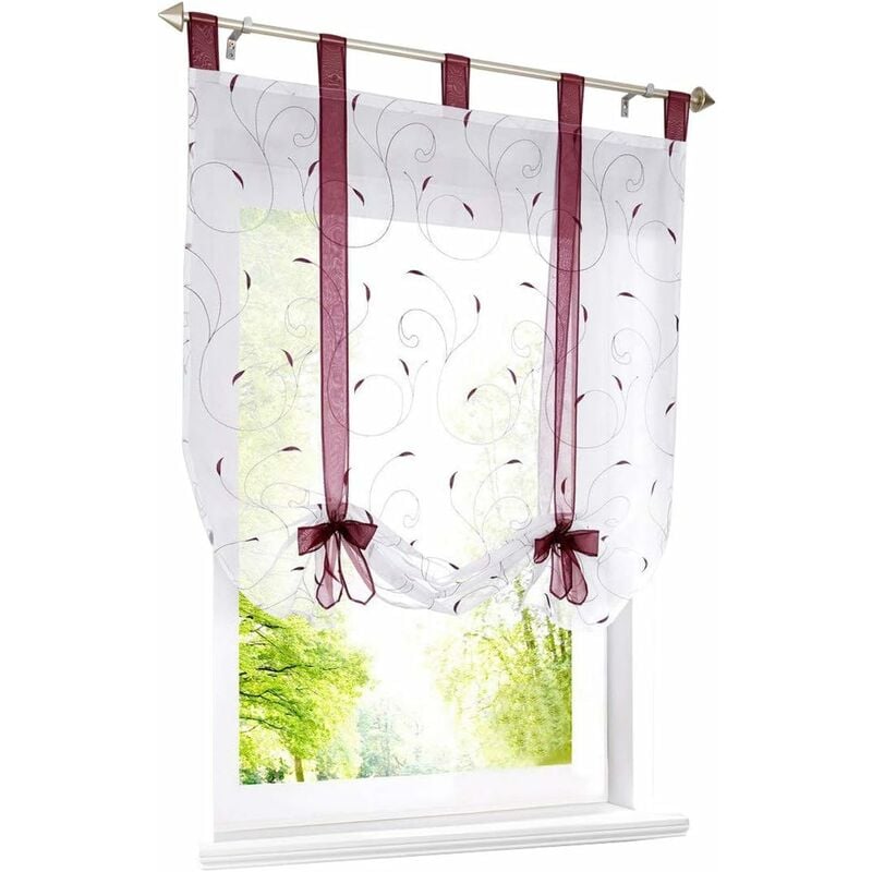 

Cortina romana con cinta bordada Cortinas romanas Cortina de gasa con hebillas transparentes (An x Al 100x140cm, bahía)