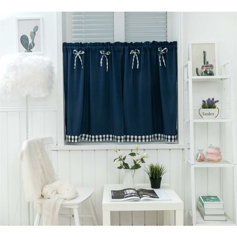 

Cortinas pequeñas ventanas cortas Estilo rural Cortinas de disco opacas vintage Cortinas cortas Cortina corta Cocina moderna a cuadros Juego de 2