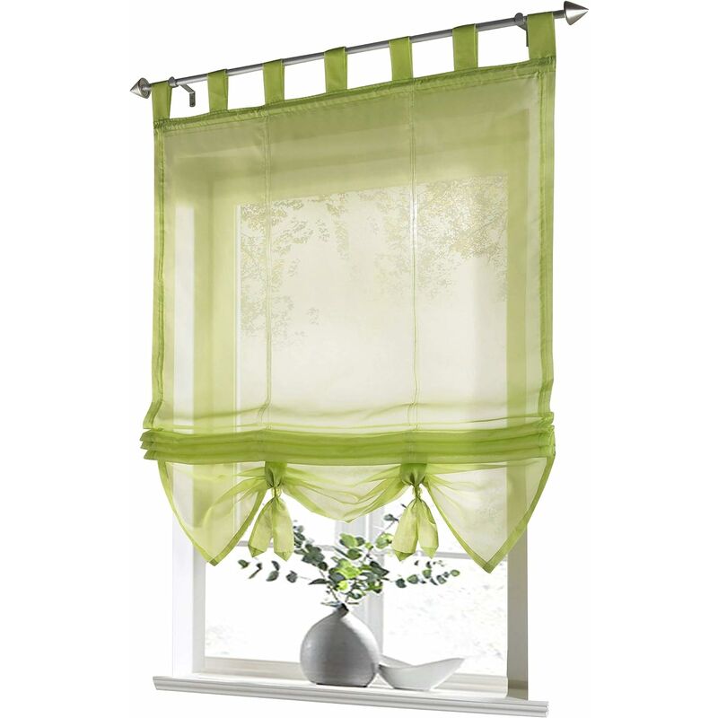 

Cortinas romanas de bucle ciego Cortinas romanas de cocina Cortinas transparentes con bucle ciego Gasa moderna Verde An x Al 80x155cm 1 pieza