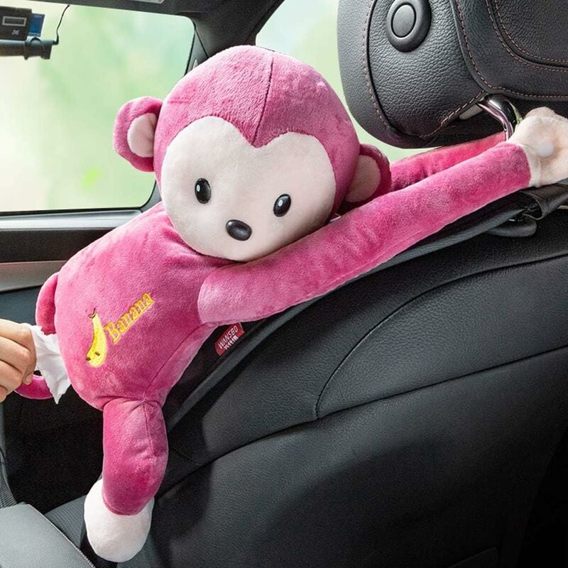 

Creative Monkey Tissue Box Soporte para pañuelos, lindo juguete con dibujos animados de animales, estuche para papel de seda para el coche, hogar,
