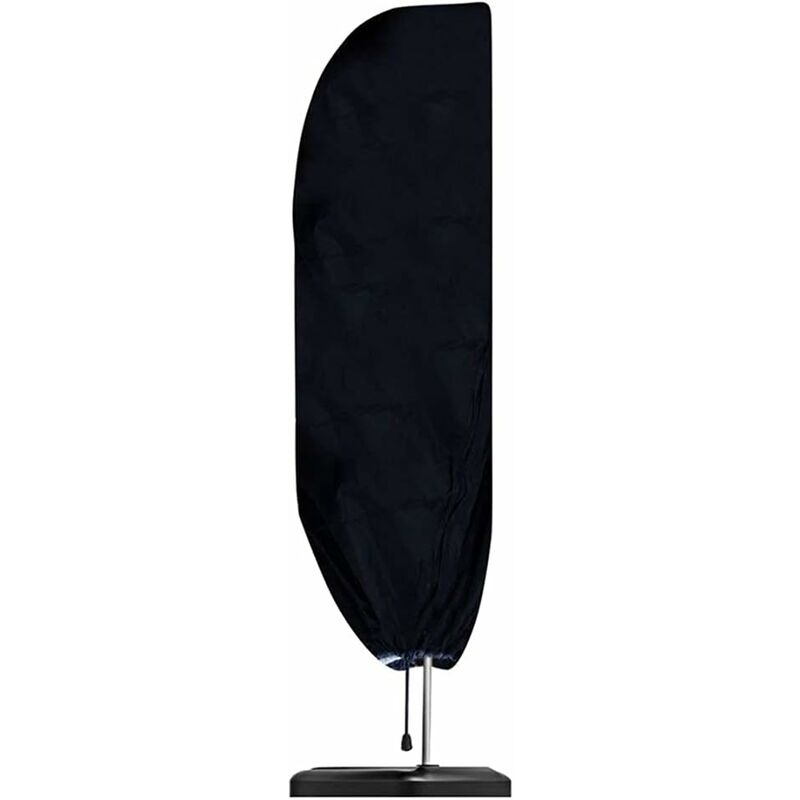 

Cubierta de sombrilla negra para sombrilla, impermeable, a prueba de polvo, para exteriores, con cremallera, con cordón, resistente al viento y a los