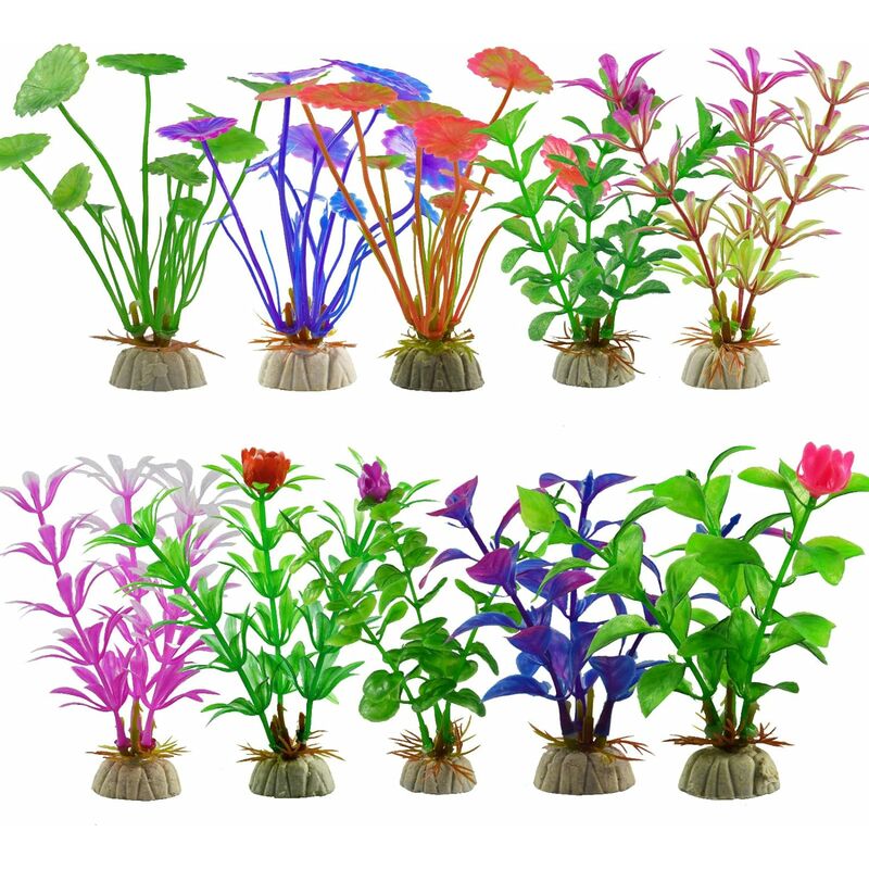

Litzee - Decoraciones para plantas de peceras, plantas de acuario, plantas artificiales, adornos para peceras, decoración de acuarios (10 piezas de