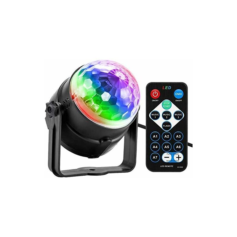 

Litzee - Disco Ball LED, luz de discoteca USB para niños, luz de fiesta, efectos de luz de discoteca, 7 colores, control de música, luz de DJ,