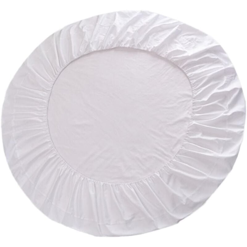 Litzee - Drap housse rond en coton, Drap housse rond - blanc