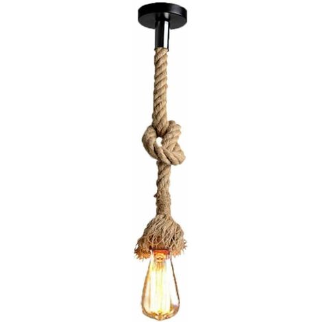 LITZEE E27 Retro Hanfseil Pendelleuchte Vintage Rustikale Leuchte für Restaurant Bar Cafe Beleuchtung - 1.5M