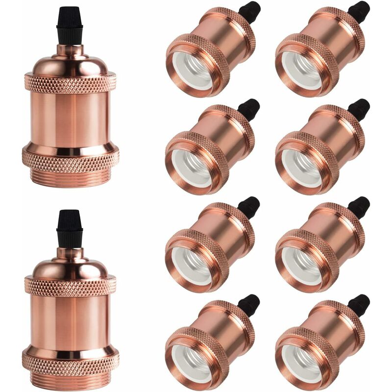 

E27 Vintage Sólido Portalámparas Portalámparas Edison Tornillo Adaptador de enchufe de bombilla, paquete de 10, oro rosa