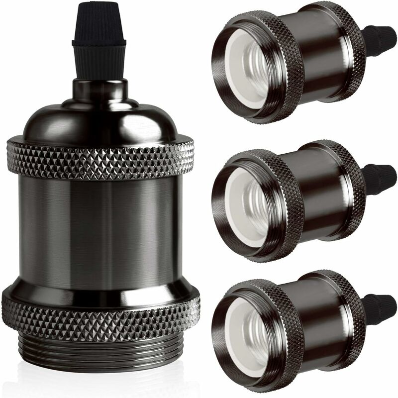 

E27 Vintage Sólido Portalámparas Portalámparas Edison Tornillo Adaptador de portalámparas (Pearl Black, 4P)