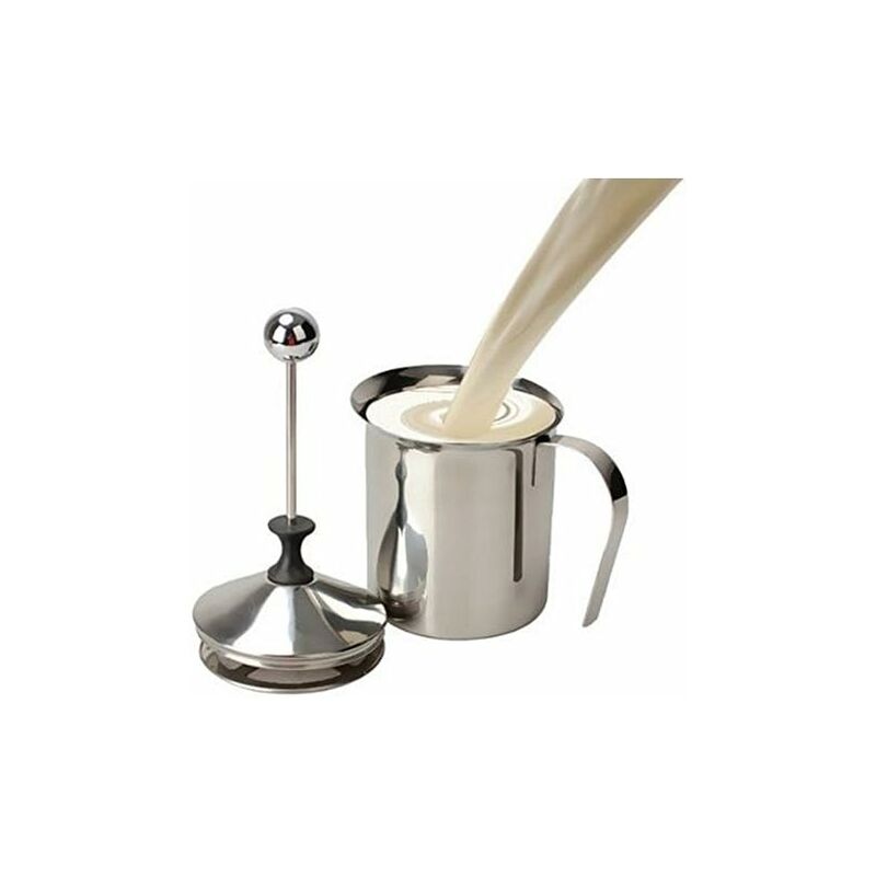

Espumador de leche de acero inoxidable de 400 ml / Espumador de leche Cappuccino Espuma de café con doble bomba (W)