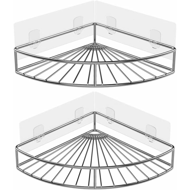 

Estantería de esquina adhesiva para baño, ducha, triangular para almacenamiento, acero inoxidable, sin taladro, juego de 2