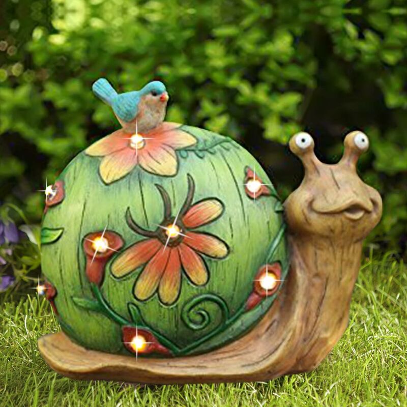 

Estatua de animal de jardín con decoración de caracol de luz solar en resina de energía solar, lámpara de luz, figura de animal, adornos al aire