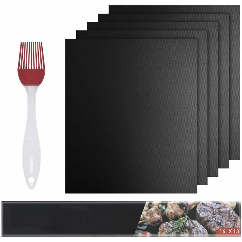 

Esteras de cocina, juego de 5 alfombrillas de cocina para barbacoa, cepillo de silicona, horno de barbacoa, 40 cm * 33 cm, parrilla antiadherente,