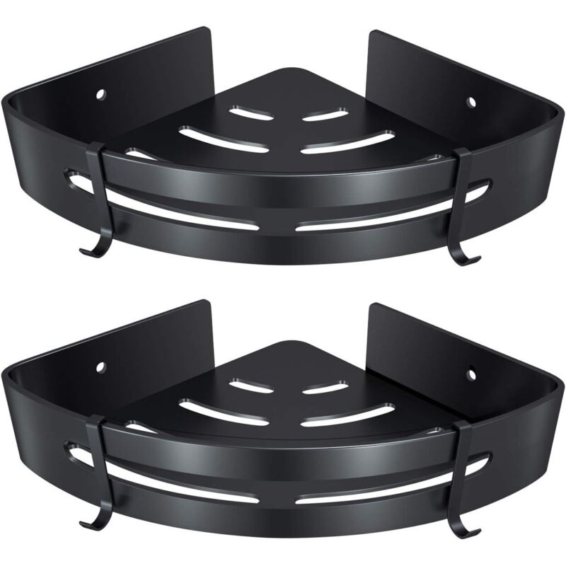 Etagère d'angle de Salle de Bain, Etagère de Douche sans Perçage Aluminium Adhésifs Panier de Rangement Douche pour Shampoing Savon Serviette, avec