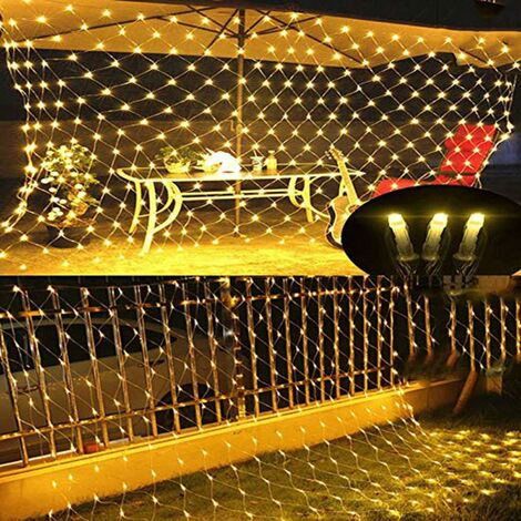 LITZEE Filet De Pêche À La Lumière LED, Lumière Décorative Murale Imperméable Extérieure, Ciel Étoilé Festival De Mariage Lumière, 8 Types De Mode D'éclairage, Lumière Jaune 3Ṫ2m